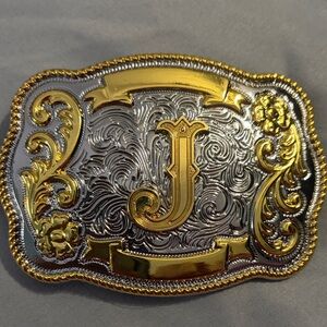 Gold and Silver Ornate Belt Buckle